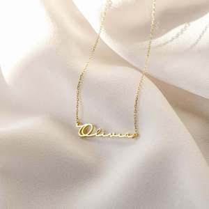 Collana Minimalista Personalizzata con Nome, Placcata in Oro, in Acciaio Inossidabile, <span class=keywords><strong>Choker</strong></span> con Targhetta Personalizzata per Donna, Regalo di Gioielleria, MOQ 1 Pezzo - Product Image 1