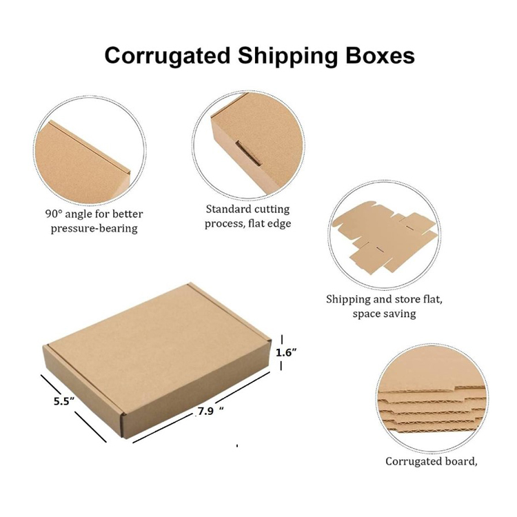 wholesale price large mailer boxes custom 6x9,8x5 Recyclable Kraft Corrugated Cardboard Boxes for E-Commerce