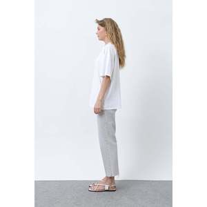 Pantalones Oxford de Pierna Recta para Mujer, Color Beige, Cintura Media, Transpirables - Product Image 2