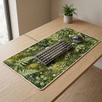 Tapis de souris de jeu style Mori, tapis de bureau, illustration botanique de mousse de fougère, RPET antidérapant, 800 x 400 x 3 mm