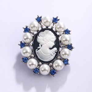 เข็มกลัดวินเทจทรงเรขาคณิตมุกสีไอศครีมทรงกรวยดอกไม้เครื่องประดับเข็มกลัดย้อนยุคสำหรับผู้หญิง - Product Image 2