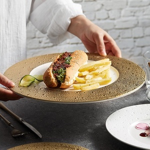 <span class=keywords><strong>Piatto</strong></span> in Ceramica Effetto Pioggia di Meteore, <span class=keywords><strong>Piatto</strong></span> di Lusso a Bordo Basso per Insalate, Bistecche e Piatti Esclusivi per Casa, Hotel e Ristoranti - Product Image 3