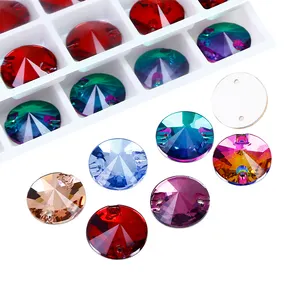 Rivoli round Shape FlatBack Rhinestones Sew On crystal wholesale lead-free crystal For Clothing Dress sewing diy accessories