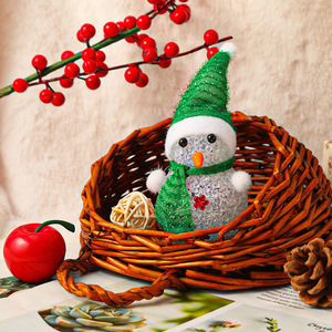 Christmas White Crystal Snowman <b>LED</b> Light Battery Gift Decoration Ornament with Cartoon Glowing Acrylic <b>Ball</b> - Product Image 1