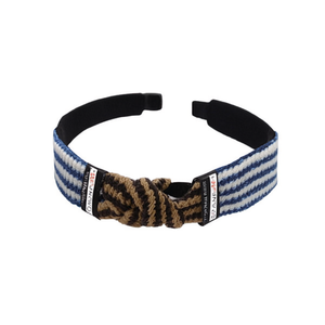 Diadema anudada de dos tonos, diadema elástica a rayas para mujer, accesorio de moda, lazo informal de algodón - Product Image 2