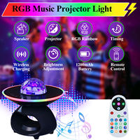 Décoration de maison intelligente, projecteurs RGB, chargeur de téléphone sans fil, lampe de table, haut-parleur musical rechargeable par USB, veilleuse LED de chevet