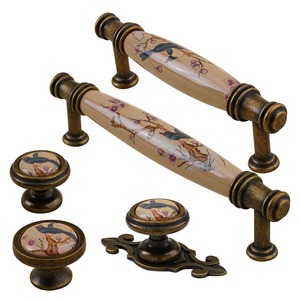 Lemari rias bunga keramik Aloi seng <span class=keywords><strong>Retro</strong></span> antik kenop lemari dapur perangkat keras dapat disesuaikan untuk furnitur kamar tidur - Product Image 2