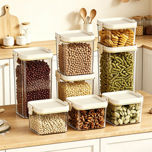 Sealed Food Grade Grain Storage Container Rectangle Airtight Clip On <b>Lid</b> Kitchen Food Preservation <b>Jar</b> 450Ml 700Ml 1300Ml - Product Image 1