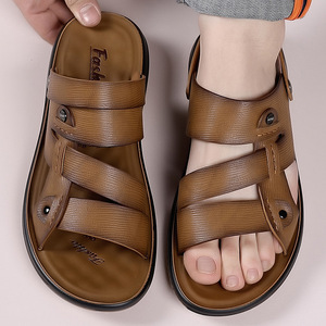 Sandales pour hommes, semelle en caoutchouc antidérapante, talon de 1 à 3 cm, chaussures décontractées d'été pour l'extérieur - Product Image 4