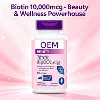 Complément Alimentaire OEM Biotine 10000mcg à Dissolution Rapide Sans Sucre Saveur Fraise 250 Comprimés pour Femmes Enceintes et Croissance des Ongles