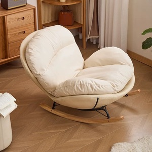 Chaises de salon modernes et luxueuses Fauteuil inclinable à bascule en forme d'œuf Canapé de salon Mobilier de chambre à coucher pour adultes avec cadre rond en métal paresseux simple - Product Image 6