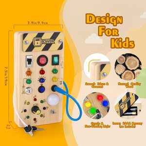 Tablero de Actividades Montessori de Madera con 8 Interruptores de Luz LED, Juguetes Sensoriales, Interruptor de Luz, Juguetes de Viaje para Bebés y Niños Pequeños de 1+ Año - Product Image 3