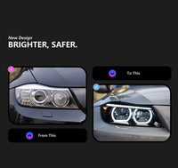 Phare modifié DLW pour BMW Série 3 E90, style M5, LED bicolore, œil d'ange doré variable, ensemble de phares