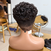 Perruque Pixie Cut en cheveux humains naturels, sans colle, prête à porter, en stock, expédiée directement de l'usine