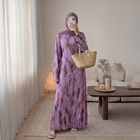 Gaun Abaya Muslim Wanita Terbaru Grosir Sharut Dubai, Bahan Jersey Lembut, Elastis, Bermotif, Model Tertutup, dengan Dalaman