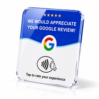 Support de table NFC en acrylique de 12 cm, multilingue, avec fonction de lecture par contact pour avis Google Business, signalétique OEM