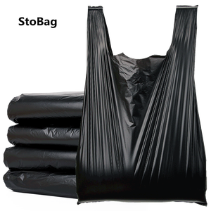 Wholesale Black PE T-Shirt Bag Recycled Materials Supermarket & Exhibition Use Custom Sizes ISO9001 Certified China Manufacturer - Product Image 1