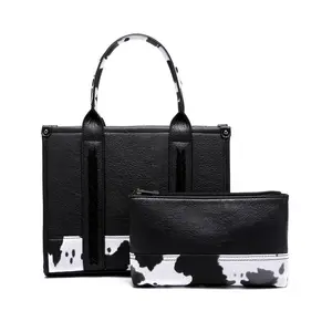 Wholesale Bag Factory Price Women Handbag Cow Print Bags with Fashion LOGO Leather Tote Cow Bag