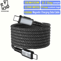 Cable de Carga Rápida Magnético Tipo-C a Tipo-C, 100W PD 3.1, Carcasa de Aleación de Aluminio con Trenzado de Nailon, Longitud de 1m/2m, para Uso con IOS y Cámaras