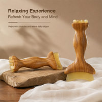 Outil de massage Gua Sha en bois de santal vert et corne de mouton de haute qualité avec 8 perles pour le visage, le cou, les épaules et le corps entier