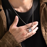 Liontin Salib Religius Vintage Punk, Kalung Perhiasan Fashion Baja Anti Karat PVD, Aksesoris Grosir untuk DIY Pria