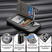 Casing dompet magnetik kulit PU kualitas tinggi dengan Rrid Blocking untuk iPhone 17 casing penutup ponsel dengan sandaran cincin lipat