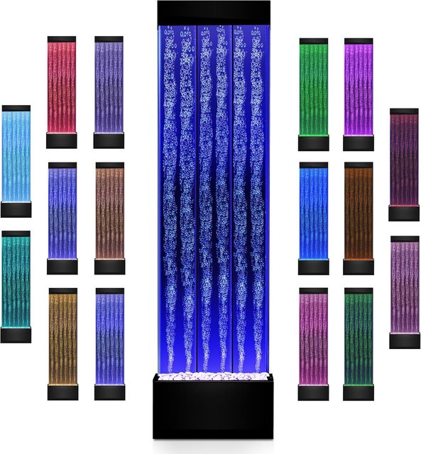 65" X 16" Sensory Bubble Wall Panel Wireless Remote Indoor Waterfall Fountain With LED Light