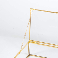 Boîte à bijoux en verre avec couvercle à charnière pour femmes et filles adaptée au stockage de bijoux, bibelots fleurs cadre en laiton vintage