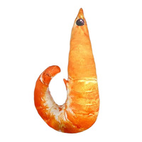 Peluche crevette réaliste et douillette, grande taille, imprimée, en polyester doux, coussin décoratif amusant, vente en gros
