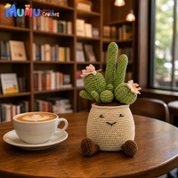 Vente en gros de poupées amigurumi en crochet faites à la main, cactus et succulentes en pot, finies, pour les fournitures de boutiques de cadeaux