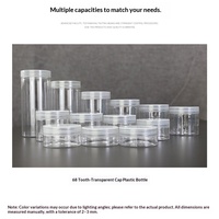 Bouteille en plastique transparent PET de 68 mm à large ouverture, pot de stockage hermétique de qualité alimentaire, récipient rond pour épices, thé, vide, avec couvercle transparent