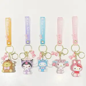 Xinxing Cute Kuromi Melody Sanrio Keychain Kawaii Cartoon Big Eared Dog Frog Pudding Dog Penguin Women Bag Pendant Key Chain