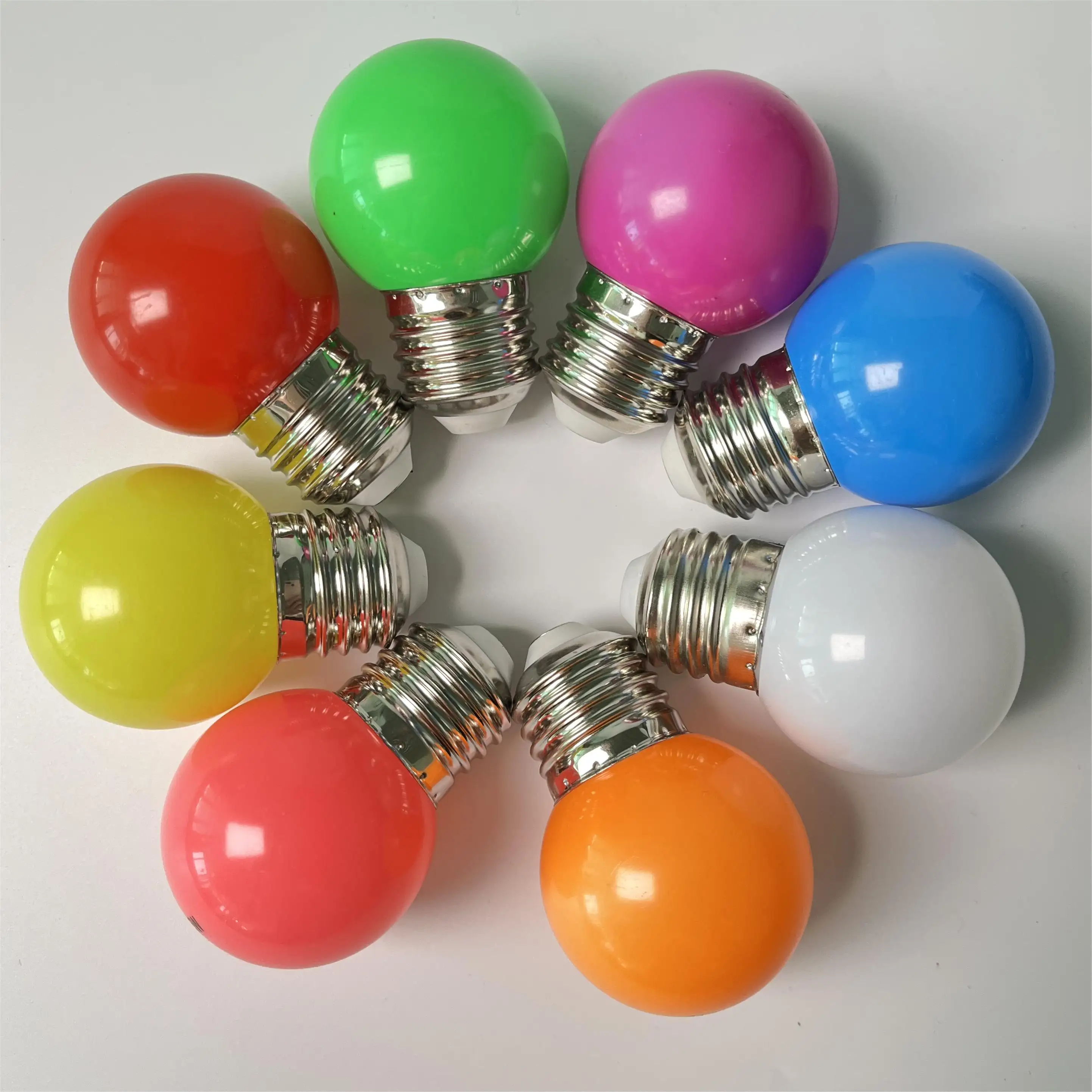E27 E26 B22 LED festone luci festa in plastica PC colorato G45 1W 3W lampadina