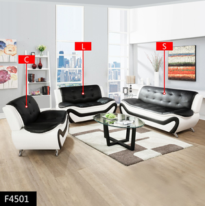 Best Selling Modern 1 2 3-Seater <b>Living</b> <b>Room</b> <b>Sofa</b> Loveseat Set & Chair in Black Faux Leather White Gray for Apartments Hotels - Product Image 1