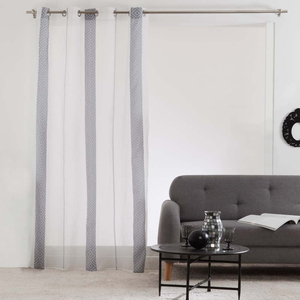 Rideau en velours jacquard géolénié sablé 140x280 cm avec œillets - Product Image 1