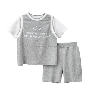 Tenue d'été pour bébé 2023 Coton Polyester Enfants Costume Lettre Short Sleeve Shorts Adolescents Vêtements Pour Garçons - Product Image 4