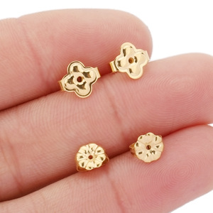Attaches d'oreilles en acier inoxydable plaqué or, forme trèfle à quatre feuilles, fournitures de bijoux, accessoires de bricolage - Product Image 3