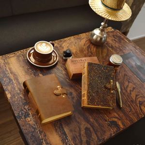 Handmade Modern Cowhide Embossed Sketchbook Notebook Genuine Leather Journal <b>Creative</b> Diary Promotional Portable Welcome <b>Gift</b> - Product Image 2