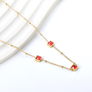 Cadena de Clavícula con Diamantes Cuadrados de Moda, Acero Inoxidable 18k, Joyería para Mujer, Diseño Geométrico, Regalo Informal - Product Image 3