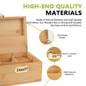 Caja de Almacenamiento de Bambú al por Mayor con Bandeja Deslizante de Bambú, 3 Frascos Herméticos y Accesorios, Estuche Personalizado para Fumar - Product Image 5