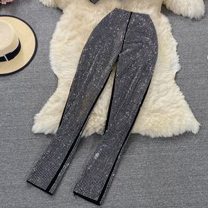 Women Y2k Casual Solid Short <b>Sequined</b> Beading Strapless <b>Top</b> High Waist Pants 2-Piece Set - Product Image 3