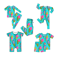 Vêtements pour bébé en viscose de bambou biologique avec logo personnalisé et imprimé western, pyjamas à fermeture éclair en bambou pour bébé