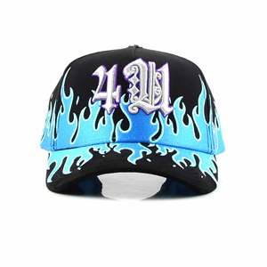 หมวกปักลายเปลวไฟสีน้ำเงิน หมวกแก๊ป 4UGEAR แบบ snapback หมวกกีฬา 5 ชิ้น หมวกเบสบอลปักโลโก้ตามสั่ง หมวกเบสบอลผู้หญิง - Product Image 1