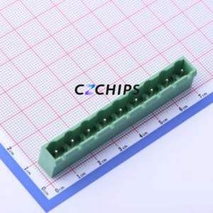 DB2ERC-7.62-9P-GN Plug-in Terminal Block Bent Lead Through Hole,P=7.62mm Board-to-Board / Socket - Closed 1x9P 7.62mm Green - Product Image 1