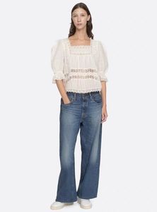 Blusa Personalizada con Escote Cuadrado Largo, Encaje, Mangas Abullonadas, Diseño Transpirable y Transparente, Elegante, Estilo Vintage, para Uso Diario - Product Image 3