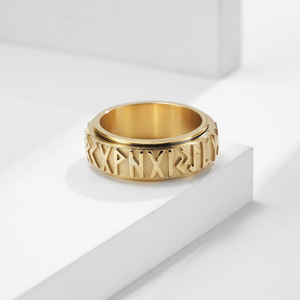 Nordic Retro Viking Rune <b>Titanium</b> Steel Rotating <b>Ring</b> for Men, Stress Relief, Unique and Personalized Index Finger Jewelry - Product Image 3