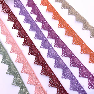 Lüks çeşitli renkler özel pembe dantel parlak kimyasal toptan dizisi dantel Trim sınır - Product Image 2