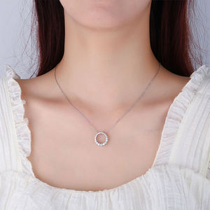 Kalung Liontin Moissanite Adodo Factory Fine Jewelry, Potongan Bulat Ukuran Gradasi 3MM VVS GRA, Perak S925 Berlapis Emas Putih - Product Image 3