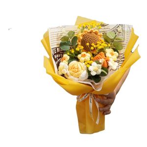 منتجات هدايا إبداعية جديدة مصنوعة يدويًا باقة كبيرة من الزهور من الصوف والقطن الكروشيه للزفاف وهدايا أعياد الميلاد - Product Image 1