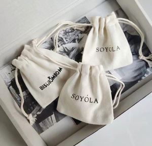 Eco Cotton <b>Drawstring</b> Bag Custom logo White Clothing Cotton <b>Pouch</b> for Mobile - Product Image 1